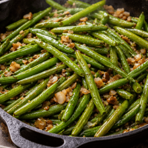 skillet green beans with onions and garlic