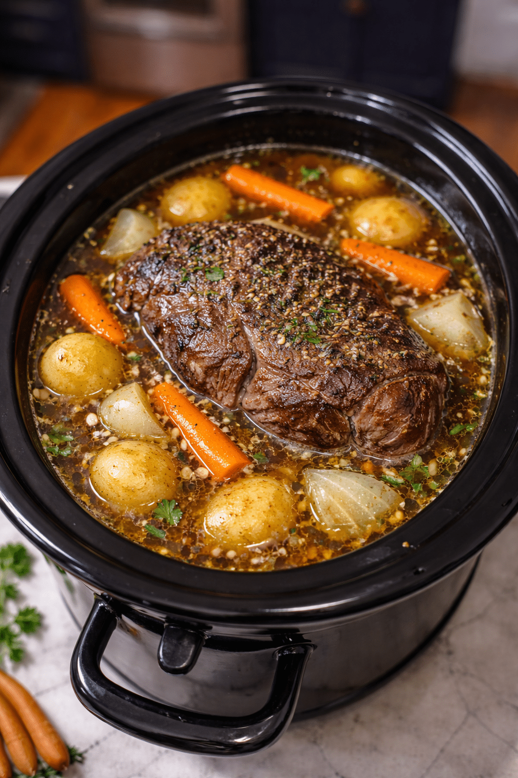 beef pot roast in the crockpot