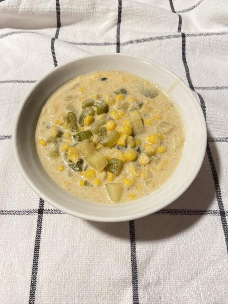 delicious creamy corn chowder with celery and potatoes