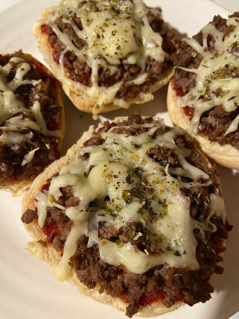 homemade pizza burgers on a plate