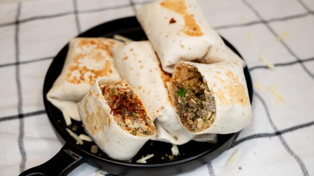 sausage and egg breakfast burritos