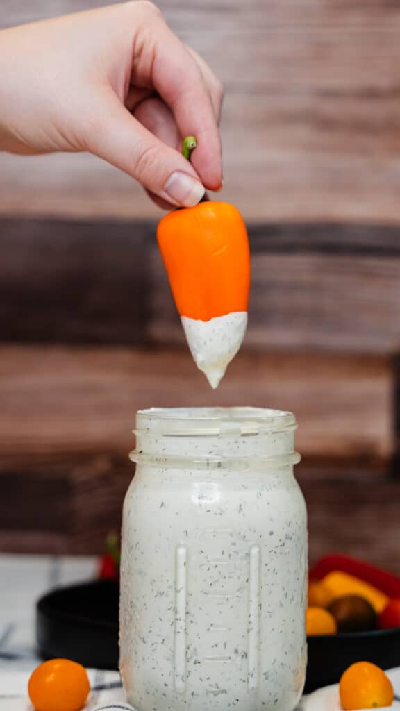 homemade ranch dressing and vegetables