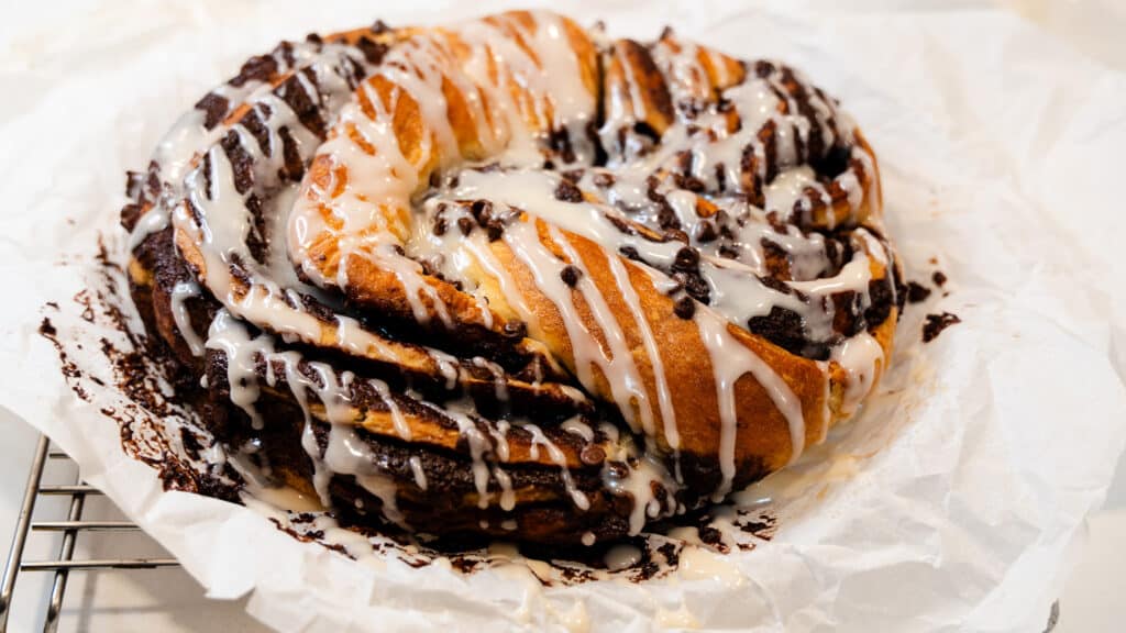 chocolate sourdough wreath bread