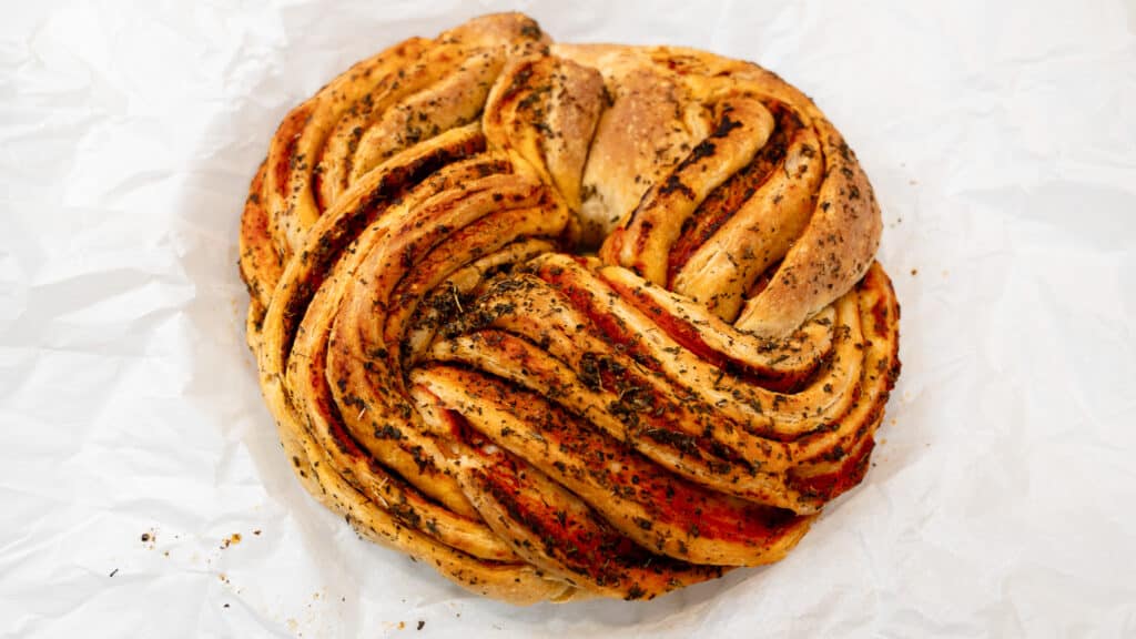 Tomato Basil Sourdough Wreath Bread