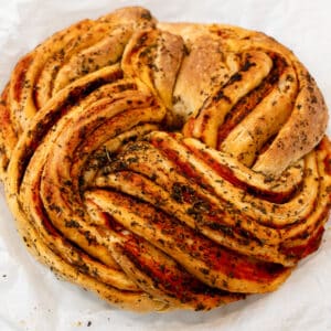 Tomato Basil Sourdough Wreath Bread