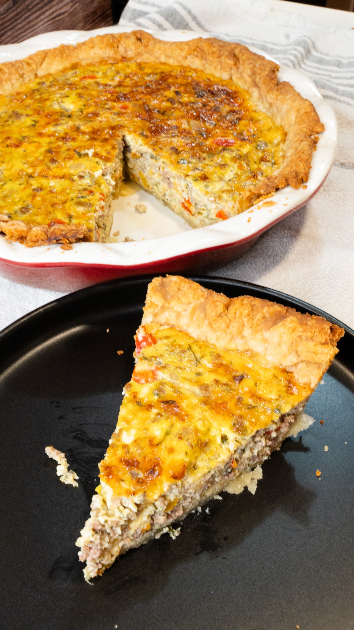 Healthy Sausage and Veggie Quiche (19.7g Protein) - Our Family Cooks