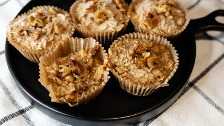 Banana Peanut Butter Greek Yogurt Oatmeal Muffins