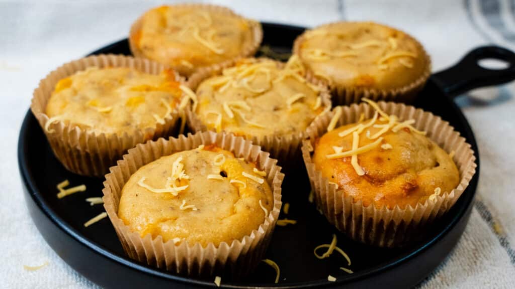 sausage and cheddar pancake muffins